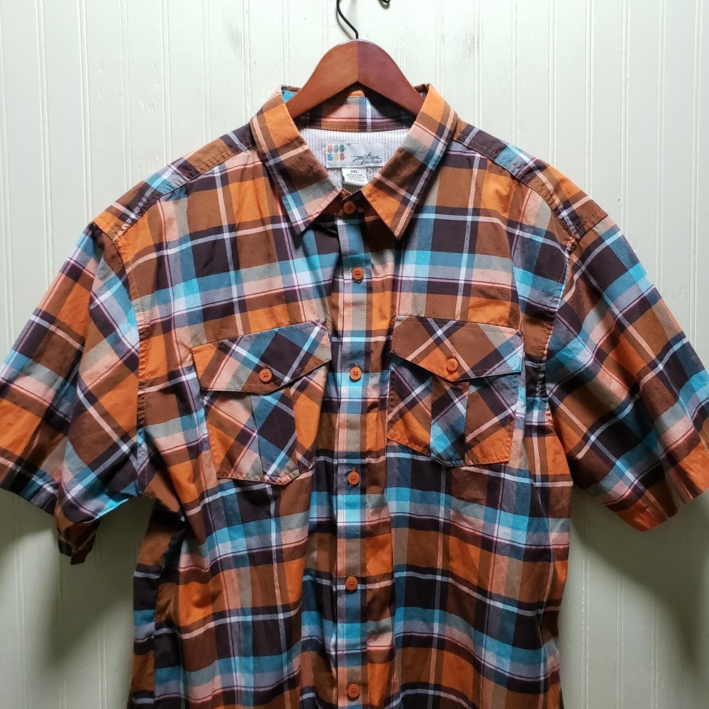 Miskeen Originals Shirt Mens 2XL Multicolor Plaid Short Sleeve Button-Up Casual